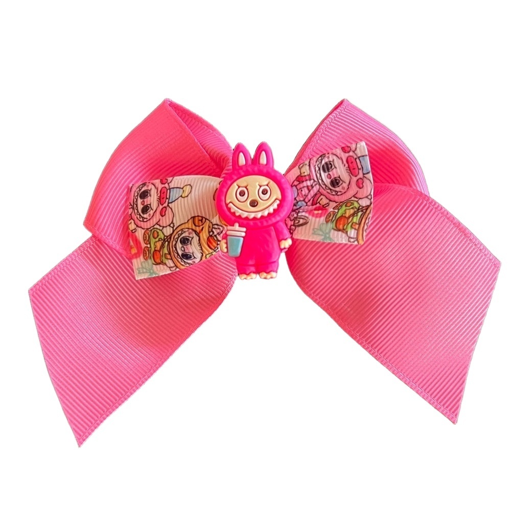 4/$15 Bundle Monster Girls Hair Bow Pink Ribbon with cup